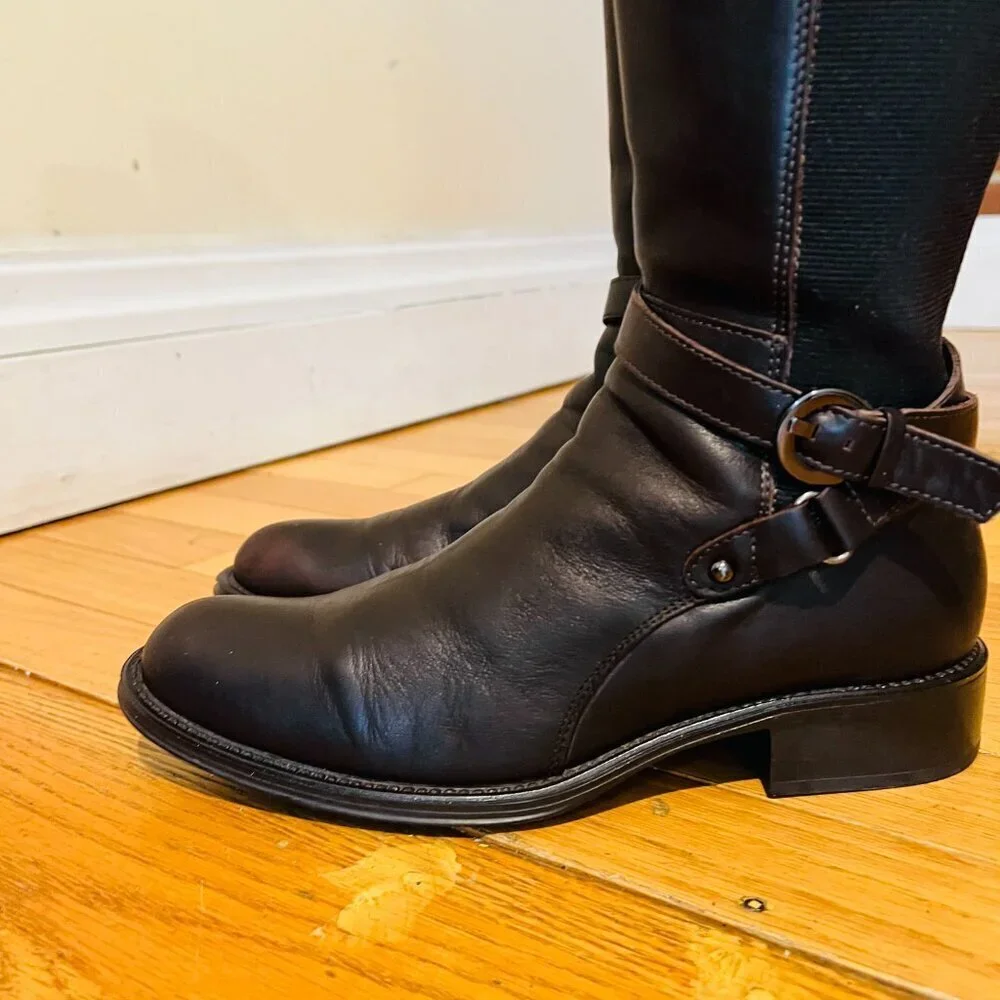 AQUATALIA Women's Brown Leather Knee High Boots 8.5